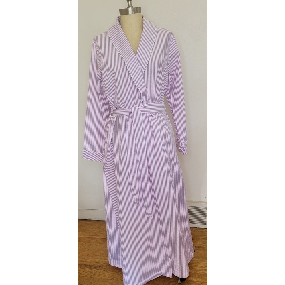 Vermont Country Store Seersucker Robe Lavender 100% Cotton Lightweight Small